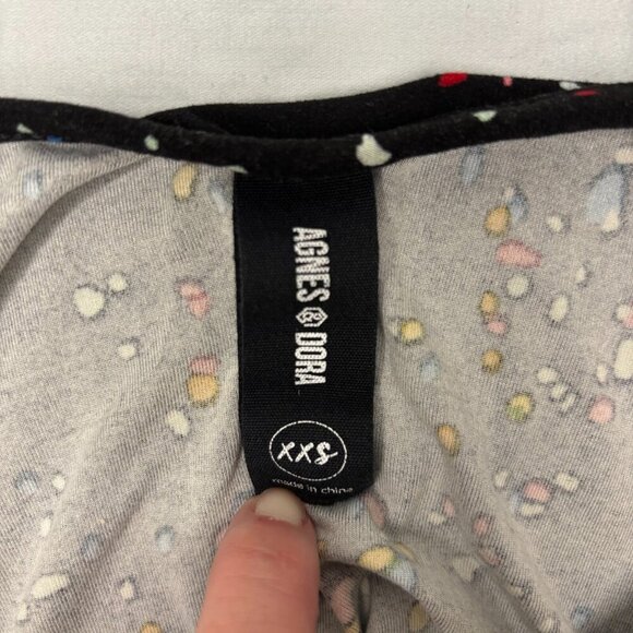 AGNES & DORA Dress Women's XXS Black Paint Spatter Pockets Stretch Confetti - Picture 3 of 4